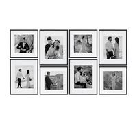 Camden Reed Arcadia 8 Piece Oversized Gallery Wall Frame Set, 11x14 and 11x11 inch matted frames for featuring 8x10 and 8x8 Inch Photographs or Art Prints, Black Finish