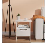 Camden Side Table White 1 Shelf 1 Drawer 50cm