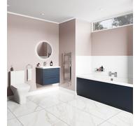 Camden Straight Double Ended Bathroom Suite including Vanity Unit with Polished Chrome Handles | Deep Blue | ABS Polished Chrome | 1700mm