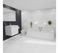 Camden Straight Double Ended Bathroom Suite with Taps and Wastes including Vanity Unit with Polished Chrome Handles | Gloss White | ABS Polished Chrome | 1700mm