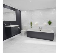 Camden Straight Double Ended Bathroom Suite with Taps and Wastes including Vanity Unit with Polished Chrome Handles | Gloss Grey | ABS Polished Chrome | 1700mm
