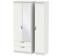 Camden Tall Combi Wardrobe - 3 Door - 1 Mirror - LHF 2 Drawers - Grey