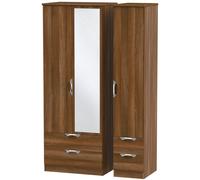 Camden Tall Combi Wardrobe - 3 Door - 1 Mirror - Walnut