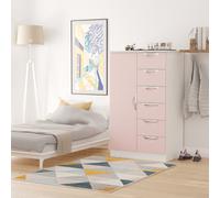 Camden Tall Wardrobe Pink & White 1 Door 1 Shelf 5 Drawers 126cm