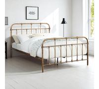 Camden Victorian Hospital Style Distressed Antique Effect Metal Bed Frame OAT Home Bronze King