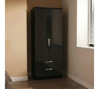 Camden Wardrobe - 2 Door - 2 Drawers - Double - Black Gloss
