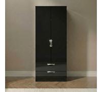 Camden Wardrobe - 2 Door - 2 Drawers - Tall - Black Gloss
