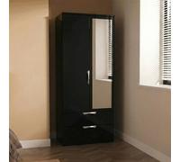 Camden Wardrobe - 2 Door - Combi with 1 Mirror - Black Gloss