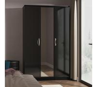 Camden Wardrobe - 3 Door - Triple with 1 Mirror - Black Gloss