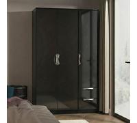 Camden Wardrobe - 3 Door - Triple with RHF 2 Drawers - Black Gloss