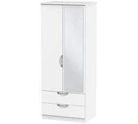 Camden White Matt 2 Door Combi Wardrobe - 1 Mirror