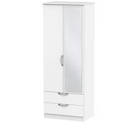 Camden White Matt 2 Door Tall Combi Wardrobe - 1 Mirror
