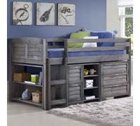 camden wooden children mid sleeper bed left ladder in dark grey