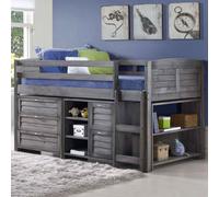 camden wooden children mid sleeper bed right ladder in dark grey