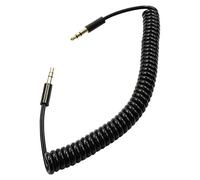 CamDesign 3.5mm 1/8" Male to Male Stereo Audio Cable AUX Auxiliary 3.5 Coiled Audio Cord Compatible with iPhones iPads Samsung Car and Other 3.5mm DC Plug Port Device Stretched Length 1-3 FT Black