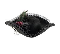 CAMDOM Adult Pirate Hat Halloween Colonial Deluxe Tricorner Pirate Hat Costume Accessories