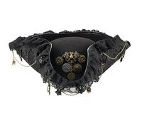 CAMDOM Adult Pirate Hat Halloween Colonial Deluxe Tricorner Pirate Hat Costume Accessories