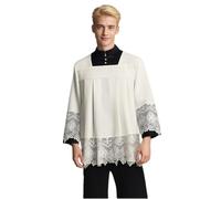 CAMDOM Catholic Pleated Lace Surplice ALB Robe Church Liturgical Vestment Choir Robes Clergy Coat