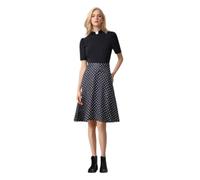 CAMDOM Church Clergy Dress for Women Short Sleeve Polka Dot Patchwork A Line Elegant Dress with Tab Collar Black
