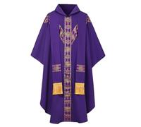 CAMDOM Mens Clergy Robes Chasuble Priest Vestment Catholic Outfit Church Father Pope Mass with Tassel Stole