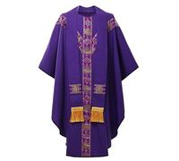CAMDOM Mens Clergy Robes Chasuble Priest Vestment Catholic Outfit Church Father Pope Mass with Tassel Stole