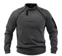 CAMDOM Men's Tactical Fleece Jacket Military Hoodie Knitted Coat for Sport Hiking Fishing Grey