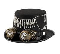 CAMDOM Unisex Steampunk Top Hats with Goggle Halloween Costume Hats for Women Men