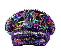 CAMDOM Women's Festival Captain Hat Burning Man Sequin Rhinestone Carnival Costume Hat