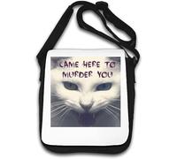 Came Here to Murder You Feral Cat Art Shoulder Bag White
