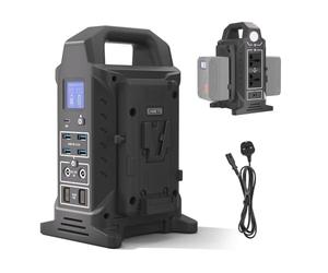Came-TV Dual V Mount Battery Charger, V Mount Battery Charger/Power Inverter/Power Strip Tower 3-in-1, 14-Ports PD65W USB-C/USB-A/AC/DC 12V/ D-tap 14V, Compatible with All V Lock Batteries (220V)