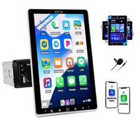 CAMECHO 10.1" Rotatable Single Din Car Stereo with Wireless Apple Carplay Android Auto, HD IPS MIPI Touchscreen 1 Din Car Radio with Bluetooth 5.2, Mirror Link, FM RDS, USB/TF/AUX Input
