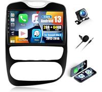 CAMECHO 2+64G Android 13 Car Radio for Renault S.A CLIO 2013-2018 surpport Wireless Carplay Android Auto 10.1'' Touch Screen Double Din with Sat Nav DSP RDS Mirror Link Bluetooth+Backup Camera