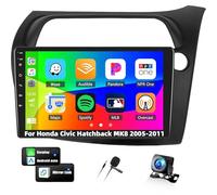 CAMECHO 2+64G Android 13 Car Stereo for Honda Civic Hatchback MK8 2005-2011 with Wireless Carplay Android Auto, 9" 2.5D Touch Screen Car Radio with Bluetooth 26UI GPS SWC WiFi FM Camera (RHD)