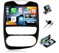 CAMECHO 2+64G Android 15 Car Radio for Renault S.A CLIO 2013-2018 surpport Wireless Carplay Android Auto 10.1'' Touch Screen Double Din with Sat Nav DSP RDS Mirror Link Bluetooth+Backup Camera