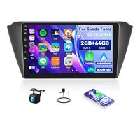 CAMECHO 2+64GB Android 15 Car Stereo for Skoda Fabia 2015-2019 with Carplay Android Auto, 9 Inch 2.5D Touch Screen Car Radio with Bluetooth GPS WiFi FM/RDS EQ USB Backup Camera