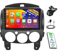 CAMECHO 3+32G Android 13 Car Stereo for Mazda 2 2007-2014, 9 Inch Double Din Head Unit with Wireless CarPlay/Android Auto, QLED Touchscreen, DSP, GPS, Built-in WiFi, Bluetooth 5.1, Reversing Camera