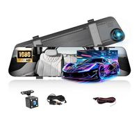 CAMECHO 4.5" LCD Mirror Dash Cam Front and Rear, 1080P FHD Dual Car DVR with Rear View Camera, 150° Wide Angle, Night Vision, Parking Lines, Loop Recording