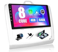 CAMECHO【4+64G】Android 15 Car Stereo for Ford Focus Mk2/Mk3 Exi MT 2 3 (2004-2011),9 Inch Double Din Touch Screen with Sat Navi Bluetooth WIFI RDS/DSP Mirrorlink+Rear View Camera