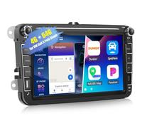 CAMECHO 4+64G Android 15 Car Stereo for VW Golf 5 Polo Skoda Caddy,8 inch Double Din Car Stereo Sat Nav Wireless Carplay Android Auto RDS FM Bluetooth Mirror Link SWC