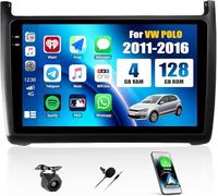 CAMECHO 4G+128G for Volkswagen VW Polo 2010-2016 Wireless CarPlay Androidd Auto Android 15 Car Stereo Radio 9 Inch InCell 1280 * 720 Touch Screen GPS Navigation Bluetooth FM RDS Backup Camera