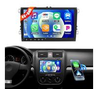 CAMECHO 4G+64G 9" Android 15 Car Stereo for VW Polo Tiguan Caddy T5 Golf Skoda Octavia Fabia with Wireless CarPlay Android Auto Touch Screen Car Radio with 16EQ Bluetooth 5.0 GPS Sat Nav WIFI FM RDS