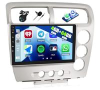 CAMECHO 4G+64G Car Radio for Honda Civic EP3 2003 2004 2005 with Wireless CarPlay Android Auto 9 Inch 1280 * 720 Touch Screen Car Stereo with Android 15 GPS 32EQ FM Bluetooth 5.0 Backup Camera