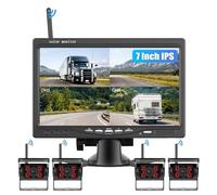 CAMECHO 7" Digital Wireless Reversing Camera Kit 4 HD 1080P Front Side Rear View Camera with Night Vision BSD 18-LED Waterproof Parking Reverse Camera for Truck RV Bus Trailer Camper Caravan Motorhome