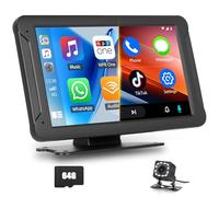 CAMECHO 7 Inch Portable Car Stereo with Wireless CarPlay & Android Auto, IPS Touchscreen Carplay Screen for Car, Bluetooth FM Transmitter Voice Control 64G Card Backup Camera