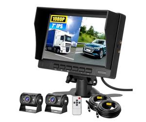 CAMECHO 7" Reversing Camera Kit 1080P Night Vision 2 Rear View Camera System with Dual Waterproof Backup Parking Camera Reverse Camera for Car Truck Pickup Van RV Caravan SUV Motorhome