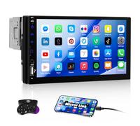 CAMECHO 7" Single Din Car Stereo with Bluetooth, 1 Din Touchscreen Car Radio with Mirror Link FM Radio EQ Car Multimedia Player AUX/TF/USB Input Head Unit + Steering Wheel Control