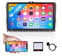 CAMECHO Android 13 Car Stereo for VW Polo Transporter T5 Tiguan Caddy Golf MK5 MK6 Scirocco Skoda Octavia Fabia Seat 1+32G 9 inch Touch Screen Car Radio with Bluetooth GPS Sat Nav WiFi FM Mirror Link