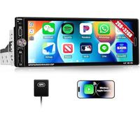 CAMECHO Android Single Din Car Stereo Head Unit with Wireless CarPlay Android Auto 2G+32G 6.9" Touchscreen 1 Din Car Radio with Bluetooth 5.0 32EQ GPS WIFI FM Mirror Link + Type-C/USB/SWC