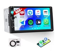 CAMECHO DAB Double Din Car Stereo with Wireless Carplay Android Auto, 7 Inch IPS Touch Screen Car Radio with Mirror Link Bluetooth 5.2 Hands-Free FM Radio EQ Audio SWC AUX/USB/TFInput Head Unit