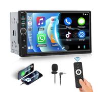 CAMECHO Double Din Car Stereo with Apple CarPlay Android Auto 7" Touchscreen Car Radio with Bluetooth 5.1, 2 Din Multimedia Player Support Mirror Link, FM Radio, USB/TF Card/AUX-In, Remote Control